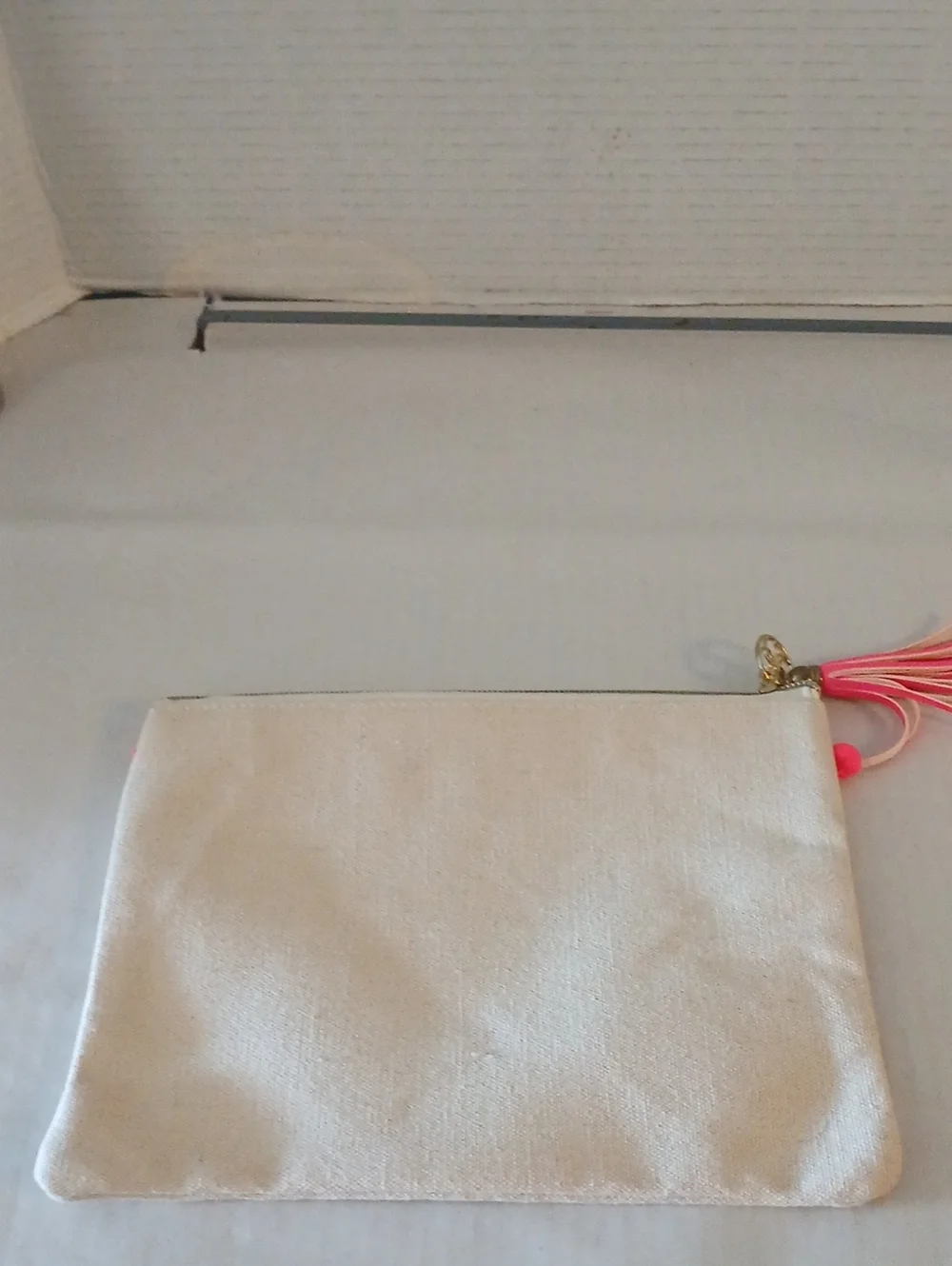 GLAM Canvas Makeup Bag with Pink Pom Trim